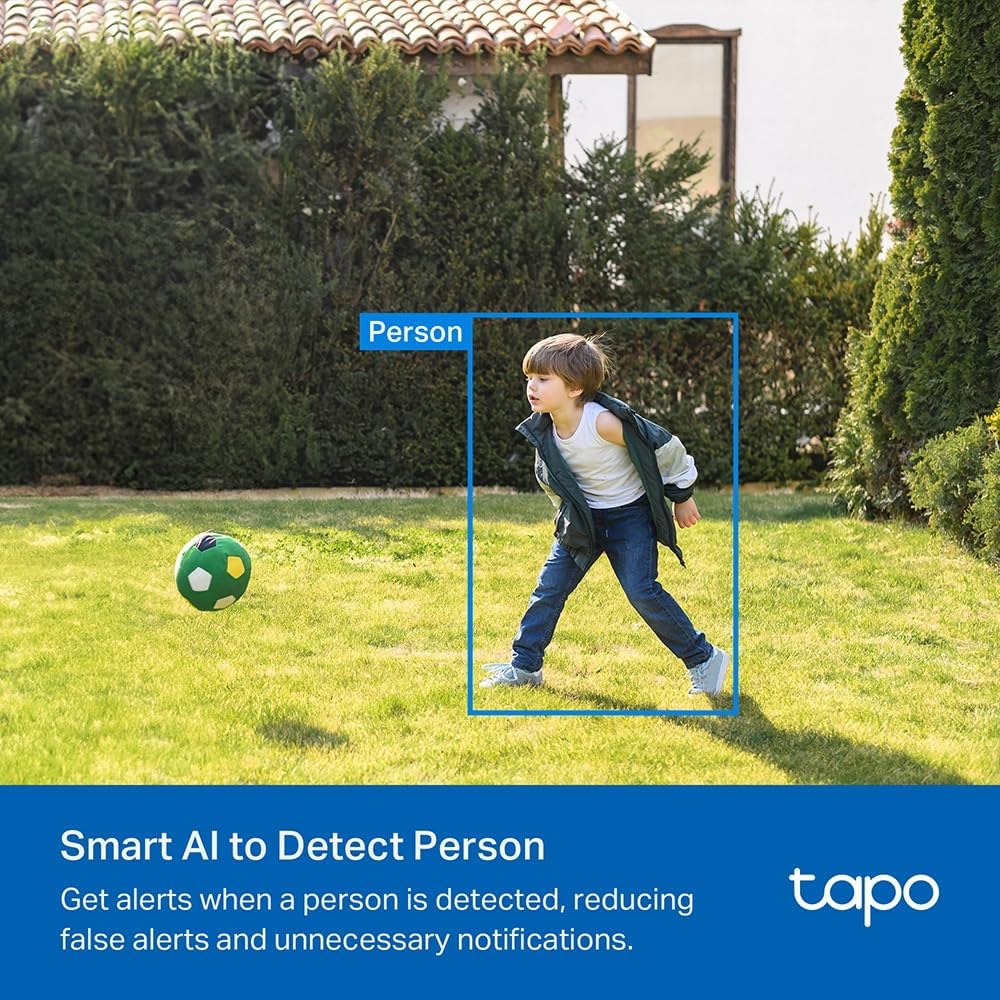 Tapo C410 Outdoor/Indoor Battery Wi-Fi Camera, 2K 3MP, 6400mAh, AI Person Detection, Color Night Vision, No Hub Required, Solar Panel Compatible