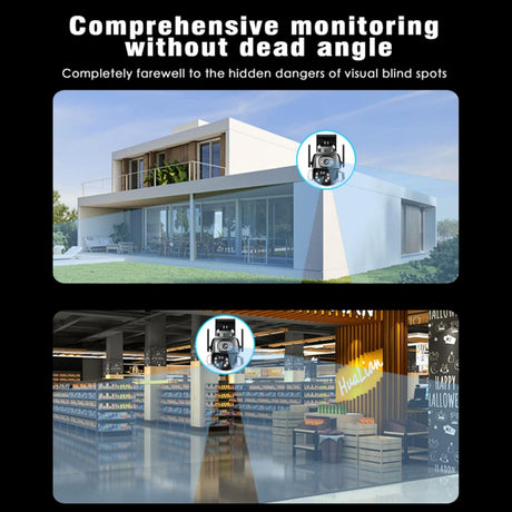 2K+2K Outdoor Security Camera Dual Lens, 350° Pan/Tilt, Smart Motion Tracking, Full Color Night Vision, 2-Way Audio, IP66 Weatherproof, SD/Cloud Storage, for Home Indoor Outdoor Safety