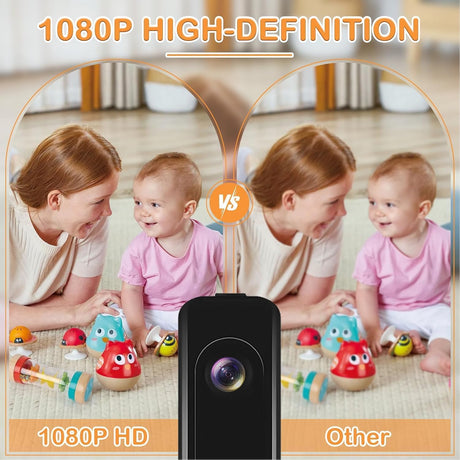 Mini Camera, 1080P HD Wearable Recorder Video Mini Camera, Portable Body Camera, 1000mah Battery with Night Vision, Loop Recording, Small Security Camera for Offive Meeting Travel Outdoor (Black)