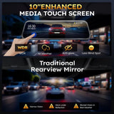 Car Mirror Dash Cam,Front and Rear View Mirror Camera,Backup Camera for Cars with 1080P FHD Full Touch Screen,Reverse Camera with Loop Recording Streaming Media 170°Wide Angle Parking Assistance