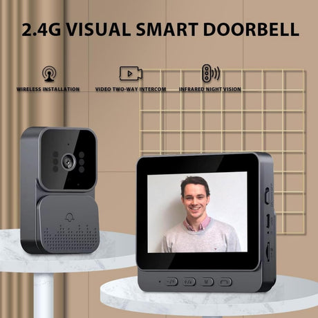 Wireless Video Doorbell,4.3-inch IPS 1080P Monitor Screen Door Bell Camera with Bidirectional Wake-up, Two-Way Intercom,Night Version,120° Angle for Home,Villa,Apartment,Easy Installation,No WIFI