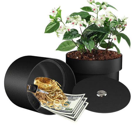 JYXindzkj Metal Flower Pot Hidden Safe, Secret Diversion Safe with Lock for Hiding The Valuables, Hidden Compartment Containers, Waterproof and Fireproof…
