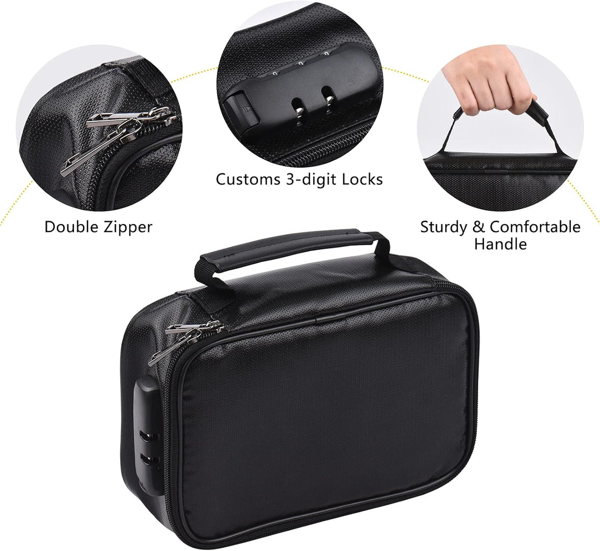Fireproof File Document Bag Safety Organizer with 3-Digit Lock Zipper Closure Fire & Water Resistant Money Pouch Multi-Layer Card Case for Home Office Travel Passport Certificates