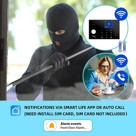 WiFi and GSM Home Security Alarm System, Door/Window Sensor (x10) Motion Detector (x1) with Smart Life and Tuya App Alert, Works with Google Assistant and Alexa