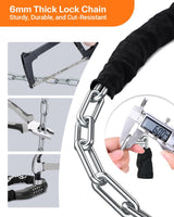 Sportneer Bike Lock: 5 Digit Combination Bike Chain Lock High Security Anti Theft - 3.2ft (0.97m) Heavy Duty Bicycle Lock for Bike Scooter - 6mm Thick