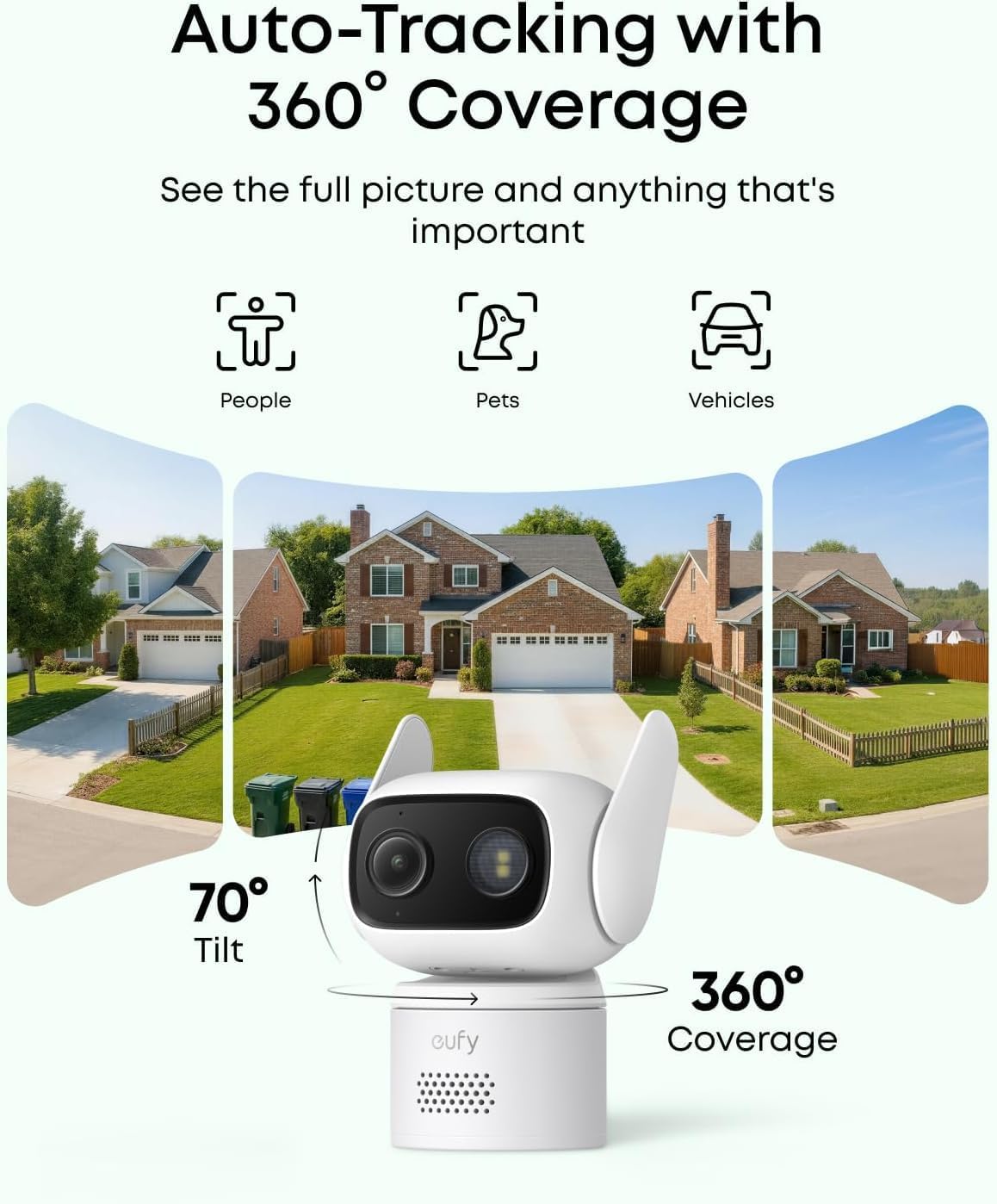 eufy Wired Cam C31,360° Pan/Tilt,Outdoor Camera,Indoor Cameras House Security,Dual Antenna,Colour Night Vision,Subscription-Free On-Device Storage,AI People/Vehicle/Pet/Crying Detection,24/7 Recording