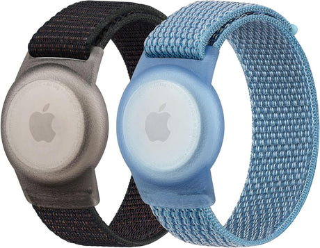 2 Pack Airtag Wristbands for Kids with Adjustable Nylon Strap GPS Tracker Holder Protector,Lightweight, Breathable Anti-Loss Bracelet for Kids and Toddler