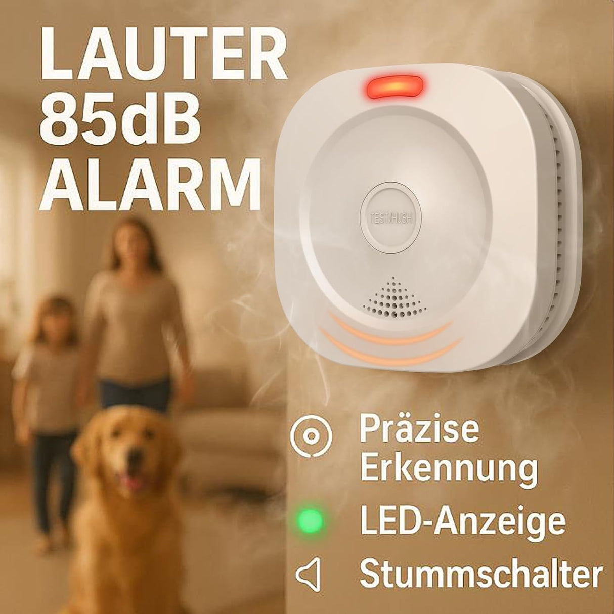 ZYTA WiFi Smoke Detector with 10-Year Battery, EN 14604 (2-Pack)