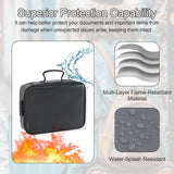 Fireproof Document Bag with Lock, Plenty of Pockets, Portable Home Travel Office Safe Box with Handle, Waterproof Zipper Documents Safe Storage Case for Important Files Photo Certificates Laptop