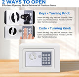 Digital Cash Money Safe Box with PIN code & keys, 6.6L Safety Alloy Steel Electronic Home Safe with Anti-theft System, High-Security Compact Household (White - 6.6L)