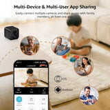 Mini Camera 4K Indoor Security Camera with 3-Day Cloud Storage, App Control & Remote Access, AI Motion Detection, Night Vision, 60-Day Battery, Smart Standby, Compact Design for Home Monitoring