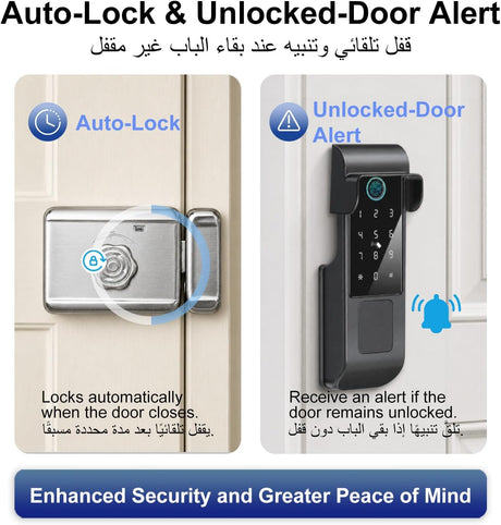 Makayuron Smart Door Lock, TTLock Bluetooth App Outdoor Waterproof Smart Lock, IP65 Rating, 5 Unlocking Methods (Fingerprint/Password/RFID Card/Mechanical Key/TTLock ble App Remote)(M333-TTble）