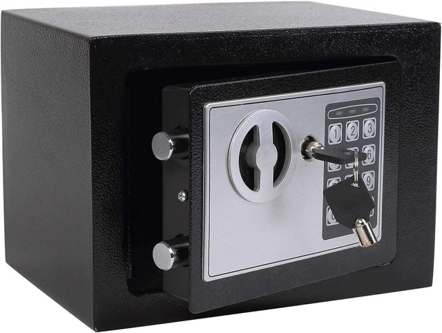 Nyganmelloz Digital Safe Box with Key, Small Electronic Security Safe with Digital Keypad & Override Keys, Home Office Hotel Money Cash Box for Jewelry, Documents, Valuables (Black)