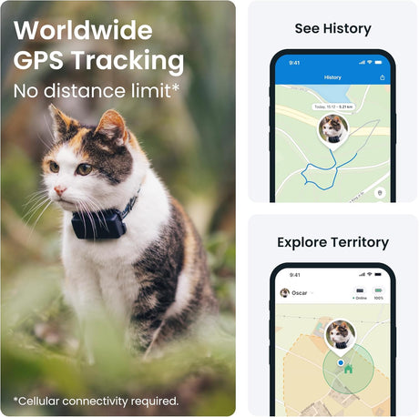 Tractive Smart Cat Tracker Mini | #1 Cat GPS | Real-Time Location Tracking | Territory & Location History | Safety Collar included (Dark Blue)