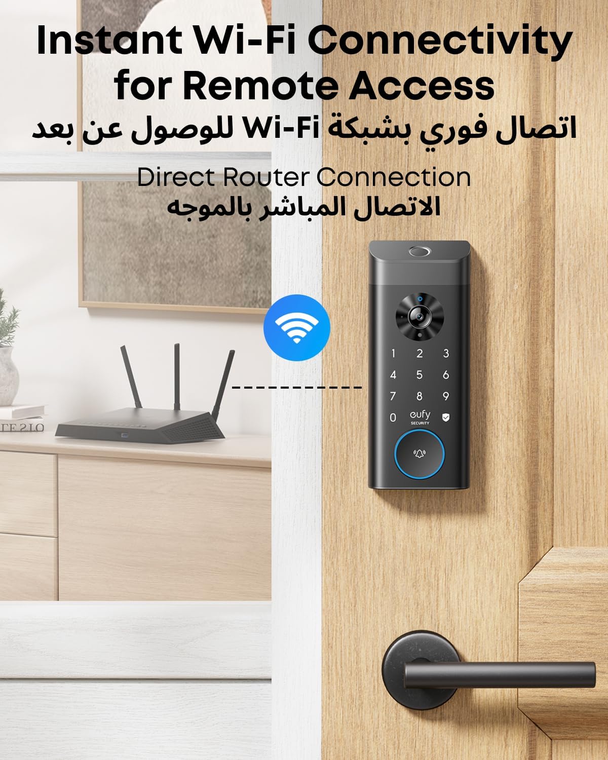 eufy Security Video Smart Lock E330, 3-in-1 Camera+Doorbell+Fingerprint Keyless Entry Door Lock, WiFi Door Lock,App Remote Control,2K HD,Doorbell Camera,No Monthly Fee