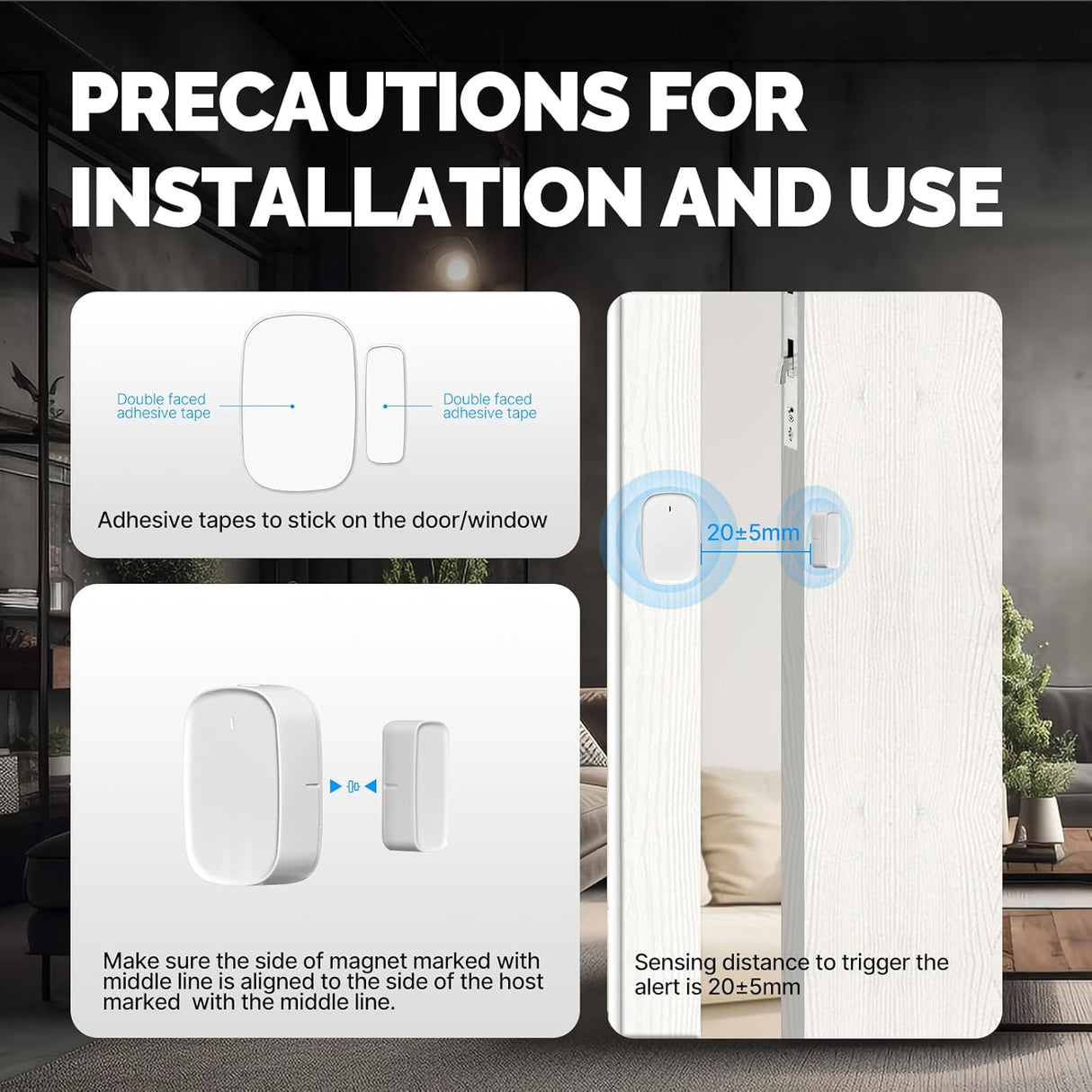 MOES Smart Door and Window Sensor, Wireless Detector for Alarm System and Home, Compatible With Smart Life/MOES APP, Works With Alexa Google Home Voice Control, Requires ZigBee Gateway