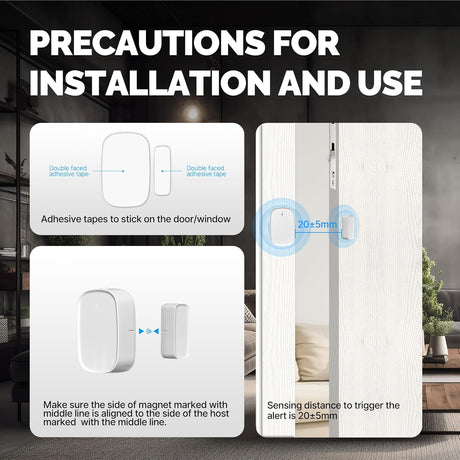 MOES Smart Door and Window Sensor, Wireless Detector for Alarm System and Home, Compatible With Smart Life/MOES APP, Works With Alexa Google Home Voice Control, Requires ZigBee Gateway