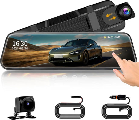 Car Mirror Dash Cam,Front and Rear View Mirror Camera,Backup Camera for Cars with 1080P FHD Full Touch Screen,Reverse Camera with Loop Recording Streaming Media 170°Wide Angle Parking Assistance