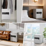 kavey 2.0 Cub Biometric Safe Box, Home Safe with LCD Keypad & 2 Adjustable Shelves, Fingerprint Money Safe with Dual Alram & Mute Alarm, Large Security Cabinet Safe for Vaulables (White)