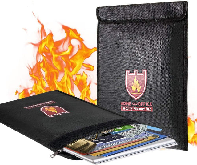 ruboka Fireproof Document Bag, 15" x 11" Solid Silicone Coated Fire Resistant & Water Resistant Money Fireproof Safe Storage for Jewelry, Zipper Closure for Maximum Protection