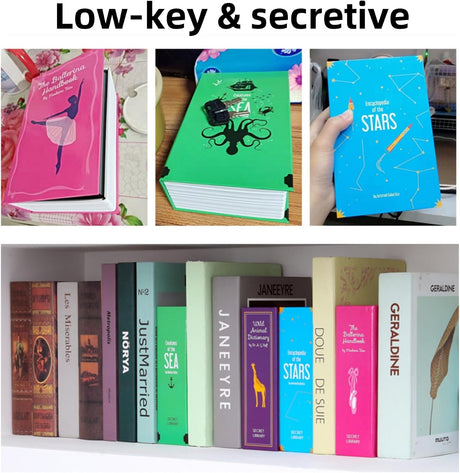 Colorful Diversion Book Safe with Combination Lock, Password Box & Metal Storage Safe for Home, Ideal Savings Coin Bank & Kids Storage Box, Heavy-Duty Steel Lining 18x11.5x5.5cm (green)