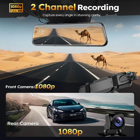 Car Mirror Dash Cam,Front and Rear View Mirror Camera,Backup Camera for Cars with 1080P FHD Full Touch Screen,Reverse Camera with Loop Recording Streaming Media 170°Wide Angle Parking Assistance