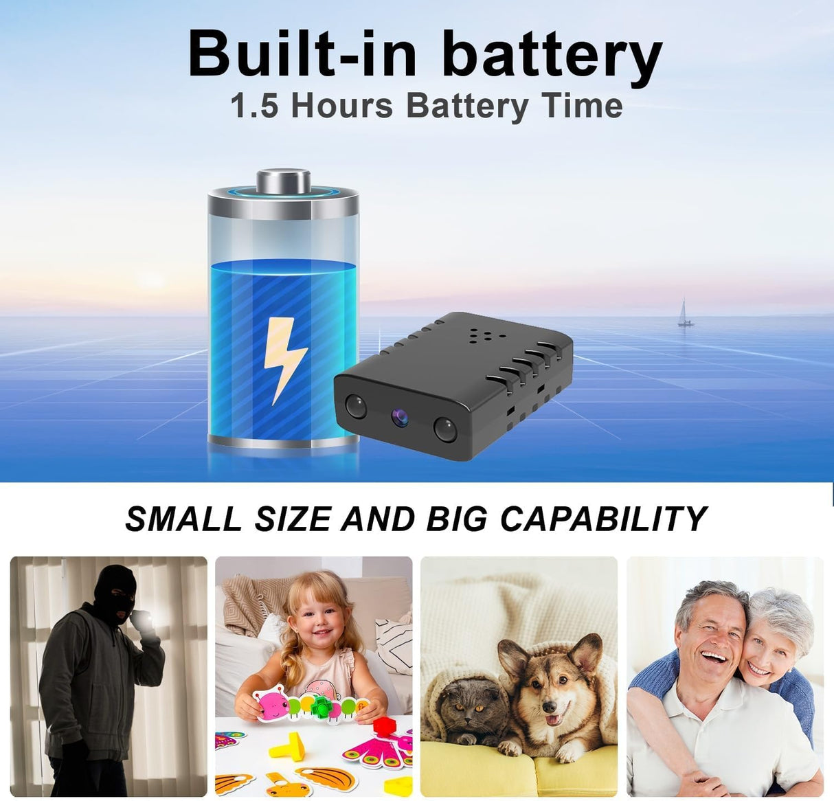 Smallest Wireless Hidden Camera,HD1080P Wireless Battery Camera,Portable Remote Camera,Nanny Cam,Baby Monitor with Night Vision,Motion Detection,Cloud Storage,Remote Viewing for iOS Android Phone APP