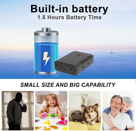 Smallest Wireless Hidden Camera,HD1080P Wireless Battery Camera,Portable Remote Camera,Nanny Cam,Baby Monitor with Night Vision,Motion Detection,Cloud Storage,Remote Viewing for iOS Android Phone APP