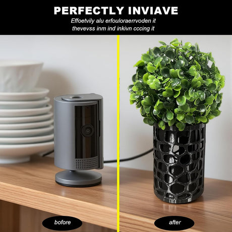 Camera Disguise Vase for Ring Indoor Cam (1st Gen) - Decorative Hidden Camera Plant Holder & Ring Camera Hider - Black Cover to Conceal a Cam & Hide Security Device