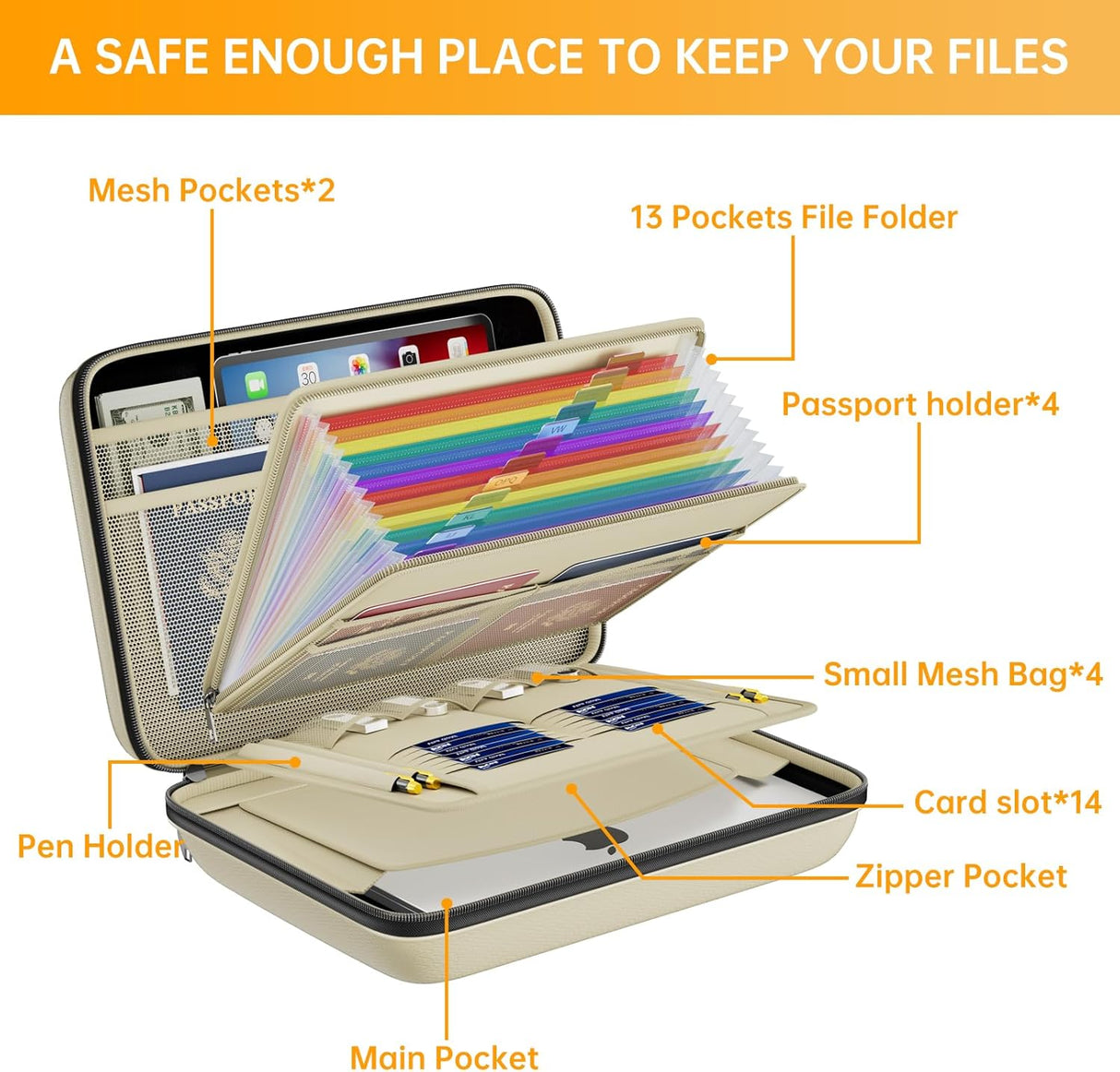 DocSafe Fireproof File Organizer with Lock, Green, 15.55 x 3 x 11.5 inches, Hard-Shell Fireproof File Organizer