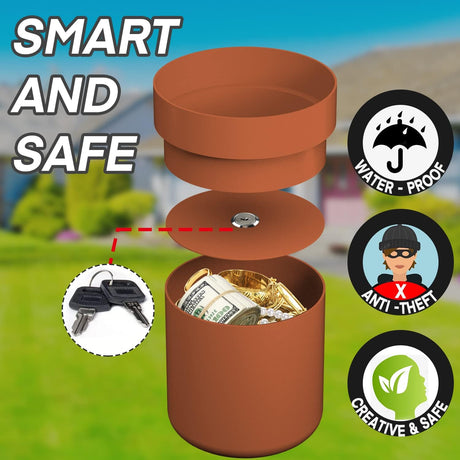 JYXindzkj Metal Flower Pot Hidden Safe, Secret Diversion Safe with Lock for Hiding The Valuables, Hidden Compartment Containers, Waterproof and Fireproof…