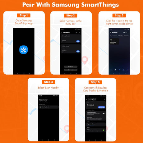 easyTag Wallet Tracker (Global Tracking for Samsung) - Rechargeable Luggage Tag for Wallets, Bags and Suitcases. Samsung Tag Compatible with SmartThings App