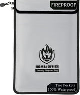 andyer Upgraded Two Pockets Fireproof Document Bag (2000℉), 15”x 11”Waterproof and Fireproof Money Bag with Zipper, Fire Safe Storage for Valuables,Money,Jewelry,Legal Documents,File and Tablet