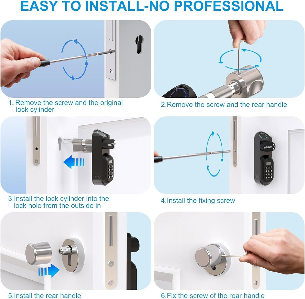 WELOCK U81 Smart Door Lock, Fingerprint + WiFi + RFID + Mechanical Key