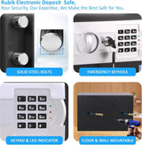 Rubik Safe Box A4 Document Size with Digital Lock and Override Key for Home Office Shop Business RB-25EG6 (25x35x25cm) Black