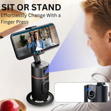 Auto Face Tracking Tripod, Smart Selfie Stick Object Tracking Holder, No App Required, 360° Rotation Body Phone Camera Mount with Detachable Remote, Smart Shooting Holder With Gesture Control