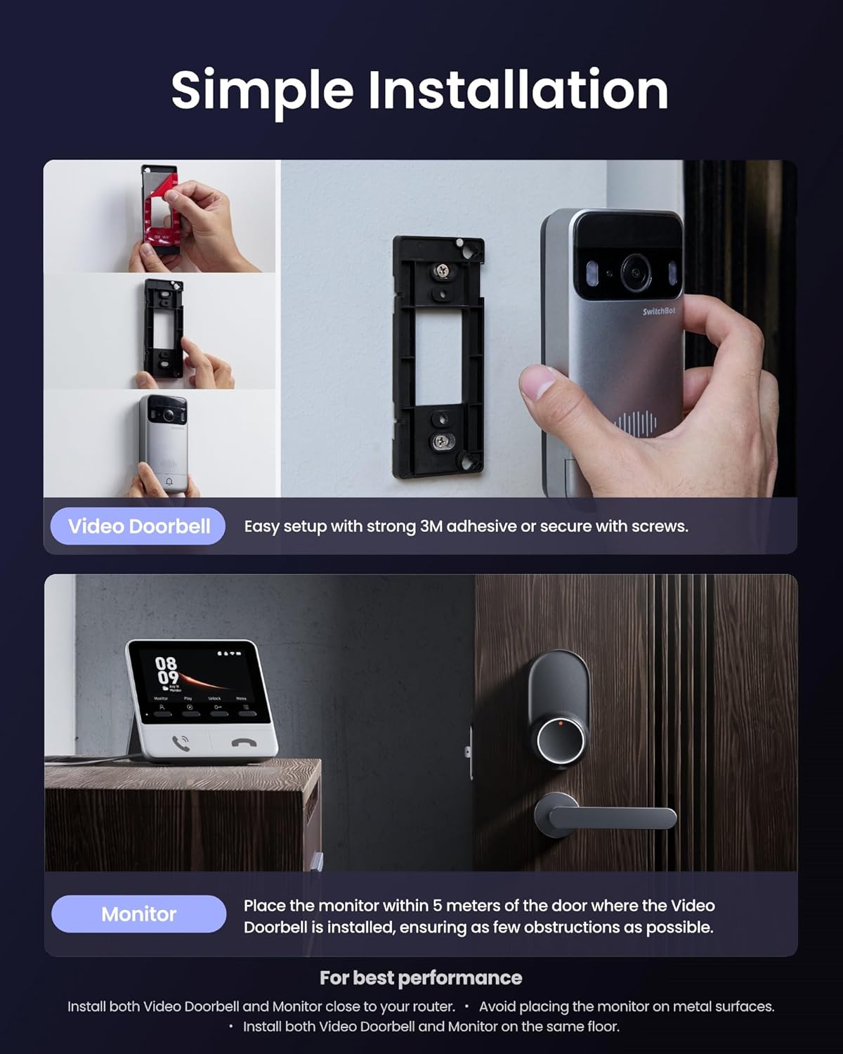 SwitchBot Video Doorbell Camera Wireless with Monitor, No Subscription, 4.3 Inch Screen, Battery Powered, Head-to-Toe View, 2K FHD, 2-Way Audio, Motion Detection, Works with Alexa/Goole/Home Assistant