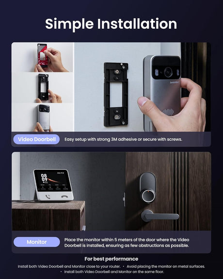 SwitchBot Video Doorbell Camera Wireless with Monitor, No Subscription, 4.3 Inch Screen, Battery Powered, Head-to-Toe View, 2K FHD, 2-Way Audio, Motion Detection, Works with Alexa/Goole/Home Assistant