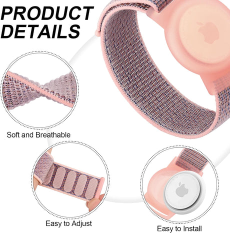 2 Pack Airtag Wristbands for Kids with Adjustable Nylon Strap GPS Tracker Holder Protector,Lightweight, Breathable Anti-Loss Bracelet for Kids and Toddler