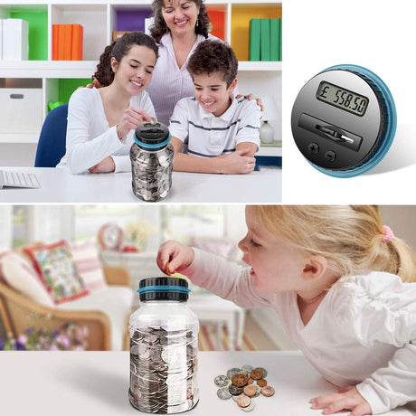 Digital Piggy Banks Digital Saving Money Box, Transparent Coin Bank Large Capacity Transparent Money Saving Jar with LCD Display, Coin Money Bank Piggy Bank Gift for Kids and Adult
