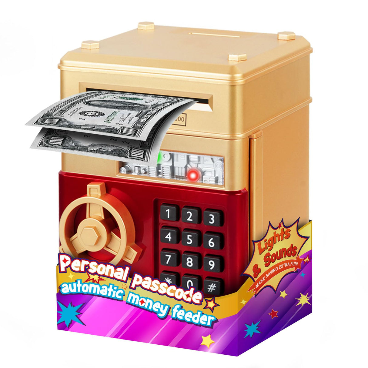 Refasy Piggy Bank for Girls & Boys, 4-11 Years - Electronic ATM Money Bank for Kids & Adults, Safe Coin Bank Toy, Pink