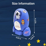 Rocket Ship Coin Bank for Boys Money Safe Astronaut Coin Banks for Kids Cash Coin Can ATM Bank Coin Money Bank for Kids with Key Astronaut Sticker Practical Gifts for Children Boys and Girls (Blue)
