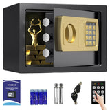 Small Home Safe,Digital Money Electronic Safe Box w/Pass Code Keypad & Keys for Hotel Office Buiness,Hidden Wall Security Safe Box for Valuable Cash Money Jewelry Documents (White, 8.5L)