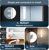 Motion Sensor Under Cabinet Lighting-Magnetic Rechargeable Closet Lights for Kitchen,Stairs,Wardrobe | 3-Color Dimmable LED Under Counter Lighting | Pro Battery Upgrade​ (20cm-2Pack)