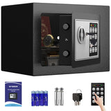 Small Home Safe,Digital Money Electronic Safe Box w/Pass Code Keypad & Keys for Hotel Office Buiness,Hidden Wall Security Safe Box for Valuable Cash Money Jewelry Documents (White, 8.5L)