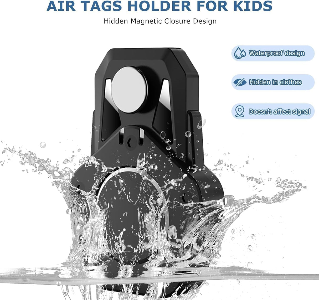 Aputue Kids Tracker Holder, Hidden Protective Case for Trackers, 2 Pack Anti-Detachment Tracker Cover with Magnetic Closure, Perfect for School Bags, Backpacks and Luggage