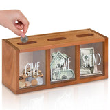 Wooden Piggy Bank for Adults Kids, Money Saving Box, Sturdy Money Saving Jar for Cash Coin, Visualized Piggy Bank for Bedroom, Living Room, Laundry Room, Countertop, Box for Change Storage
