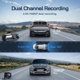 WOLFANG 4K Dash Cam Front and Rear WiFi Dashcam, Dual Car Camera Dash Cam with Super Night Vision, Loop Recording, G-Sensor, 170 Wide Angle, Parking Guard, with SD Card, APP Control