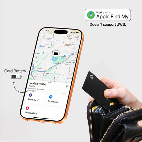 SPOTMINDERS Apple MFi Certified Credit Card Wallet Tracker PRO (iOS Only) Works with Apple Find My Tracking Card for Wallet Rechargeable Tag IP68 0.07in Slim iPhone Item Finder for Luggage Tags Purse