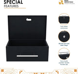 RIGID Large Cash Box | Steel Safe Box | Metal Security Chest with Key Lock | Durable Portable Money Box Safe for Bills Jewelry Receipts Coins (22 * 32.5 * 12 cm) Black - Assembled